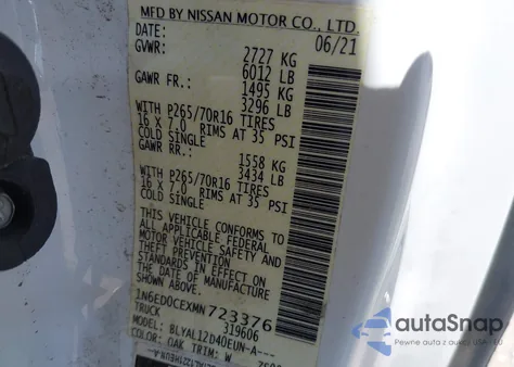 2021 Nissan Frontier King Cab S 4X2 из США, поврежденный, VIN 1N6ED0CEXMN723376